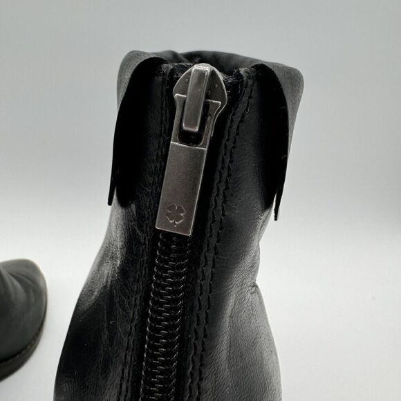 Lucky Brand Nycott Leather Heeled Booties NWOB Women's 9.5 Black Fold Over Boots - Picture 7 of 13